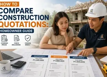 Filipino homeowner comparing construction quotations from contractors for a house project in Cebu